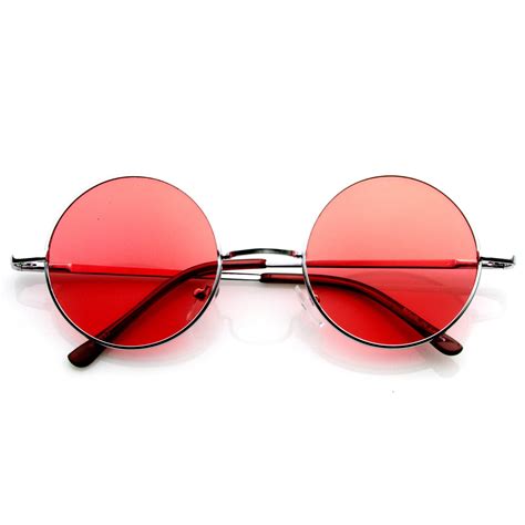 round polarized sunglasses dark red